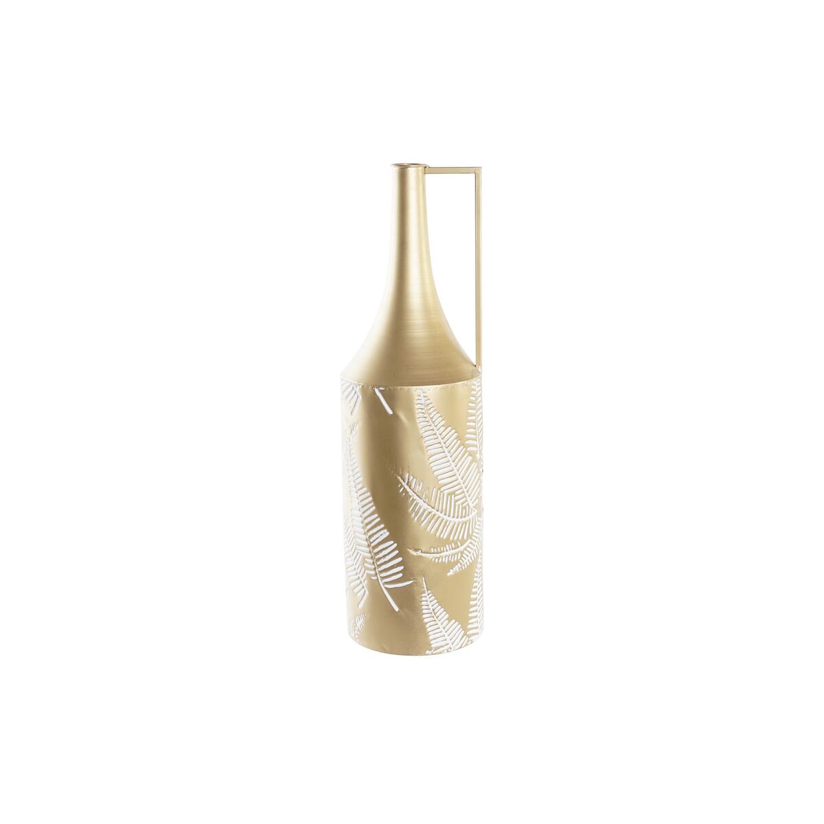 DKD Home Decor - Vaso DKD Home Decor Dourado Metal Creme Tropical Folha de planta (21 x 21 x 71 cm)