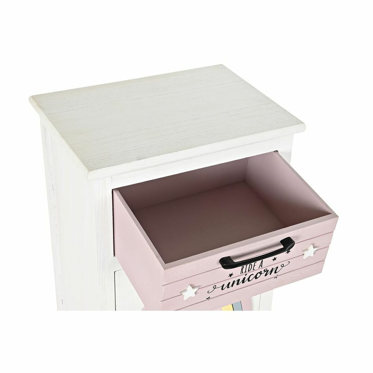 imagem de Mesa de Cabeceira DKD Home Decor Infantil Cinzento Cor de Rosa Branco Amarelo (40 x 29 x 73,5 cm)2