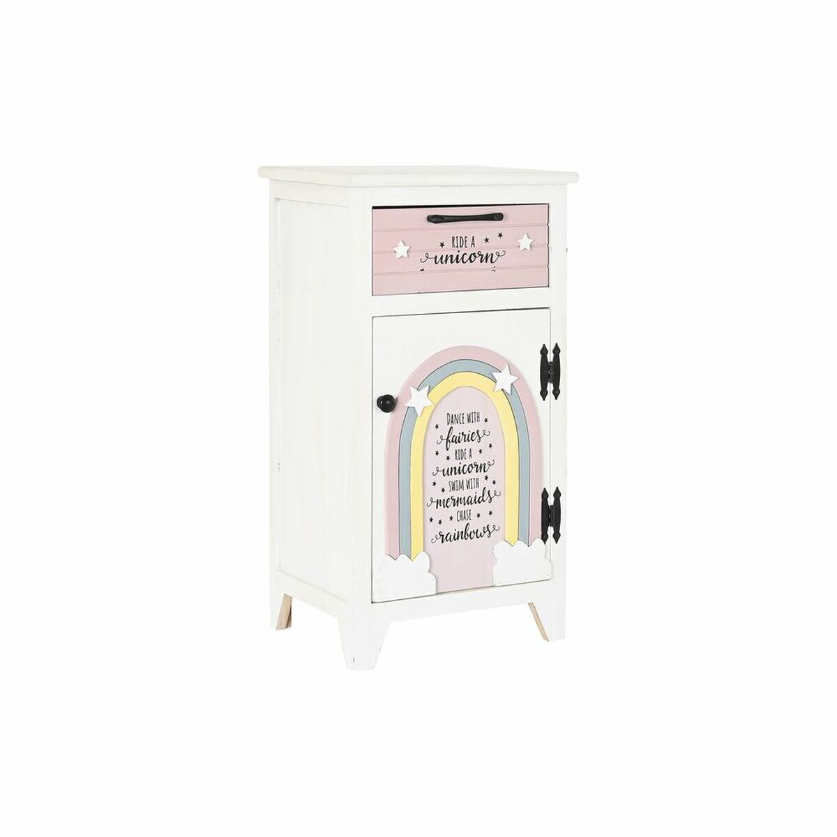 imagem de Mesa de Cabeceira DKD Home Decor Infantil Cinzento Cor de Rosa Branco Amarelo (40 x 29 x 73,5 cm)5