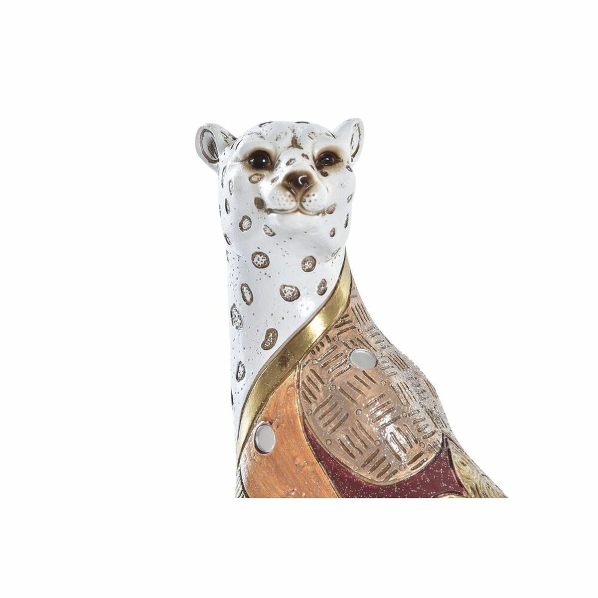 imagem de Figura Decorativa DKD Home Decor 15 x 8 x 25 cm Laranja Branco Leopardo Colonial2