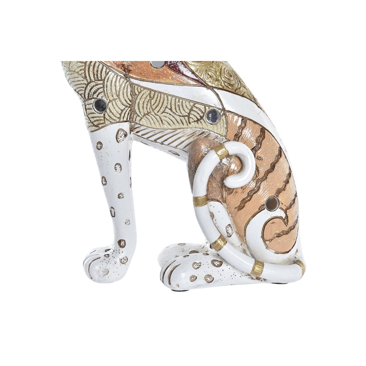 imagem de Figura Decorativa DKD Home Decor 15 x 8 x 25 cm Laranja Branco Leopardo Colonial3