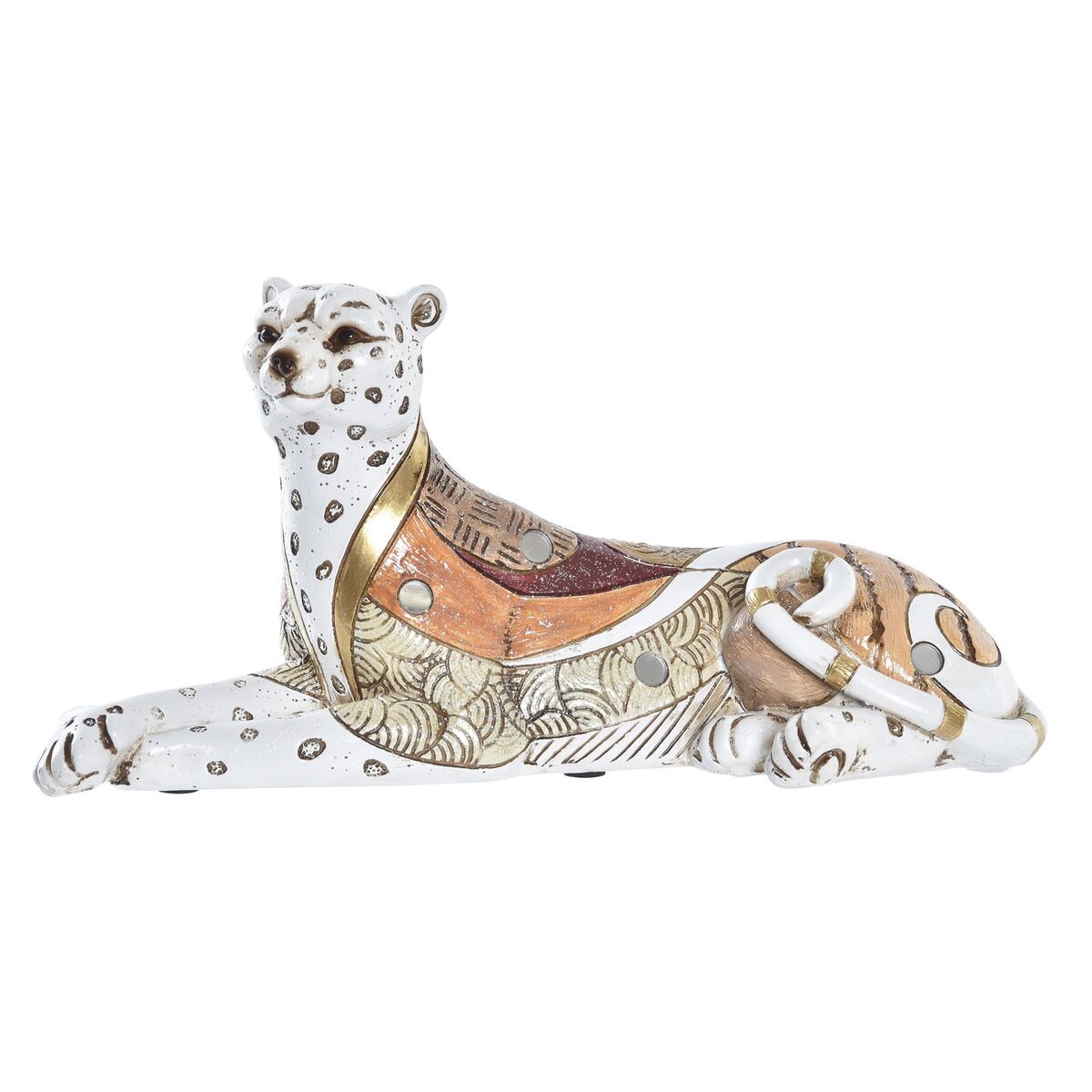 DKD Home Decor - Figura Decorativa DKD Home Decor Branco Laranja Leopardo Colonial 24 x 10 x 12 cm