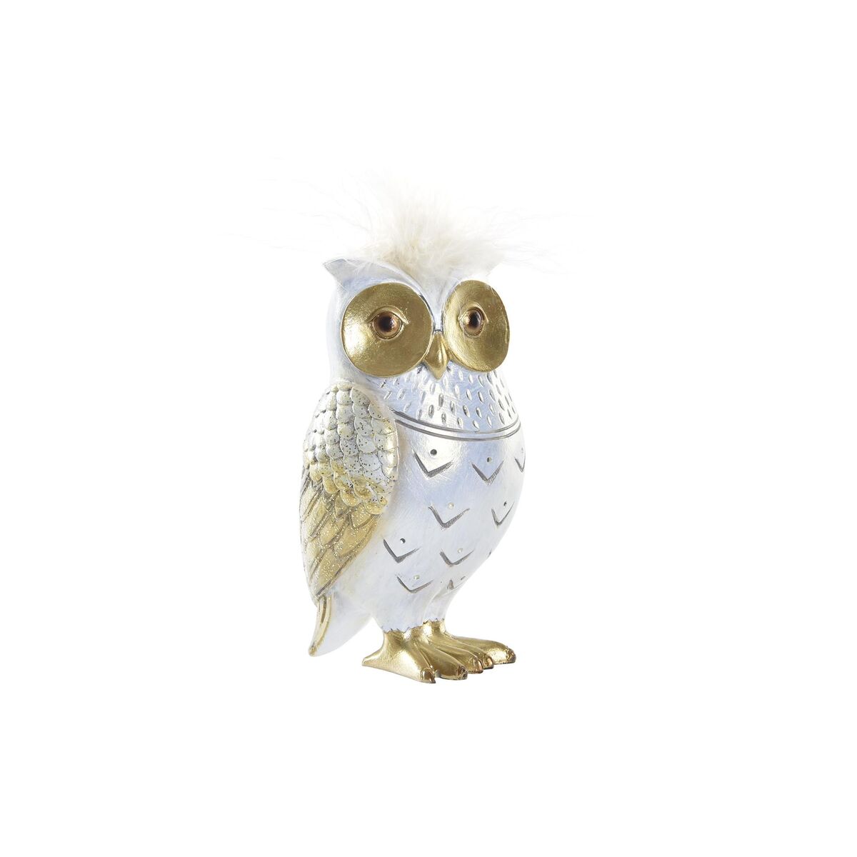 DKD Home Decor - Figura Decorativa DKD Home Decor Branco Dourado Coruja 6,5 x 7 x 13 cm