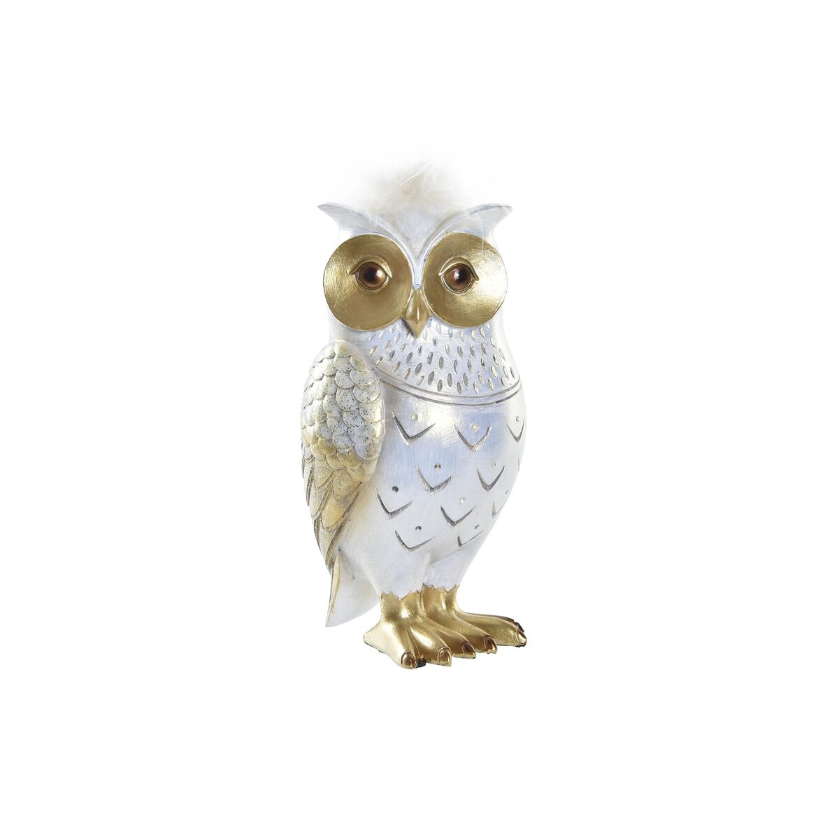 DKD Home Decor - Figura Decorativa DKD Home Decor Branco Dourado Coruja 9 x 9 x 17 cm