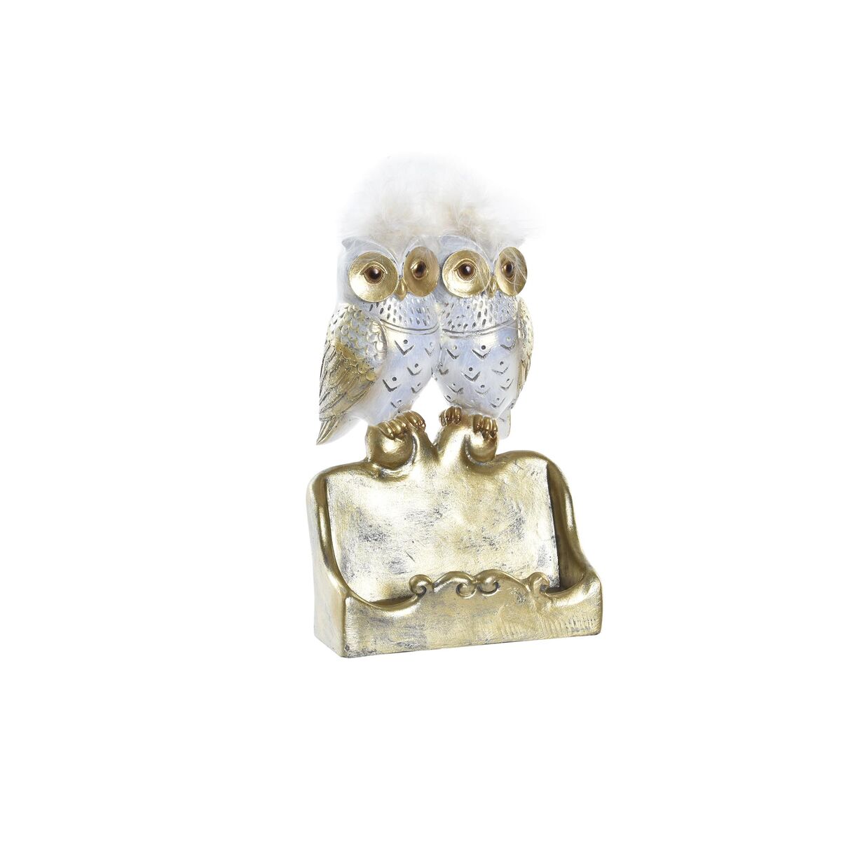 DKD Home Decor - Figura Decorativa DKD Home Decor Branco Dourado Corujas 10 x 8 x 7 cm