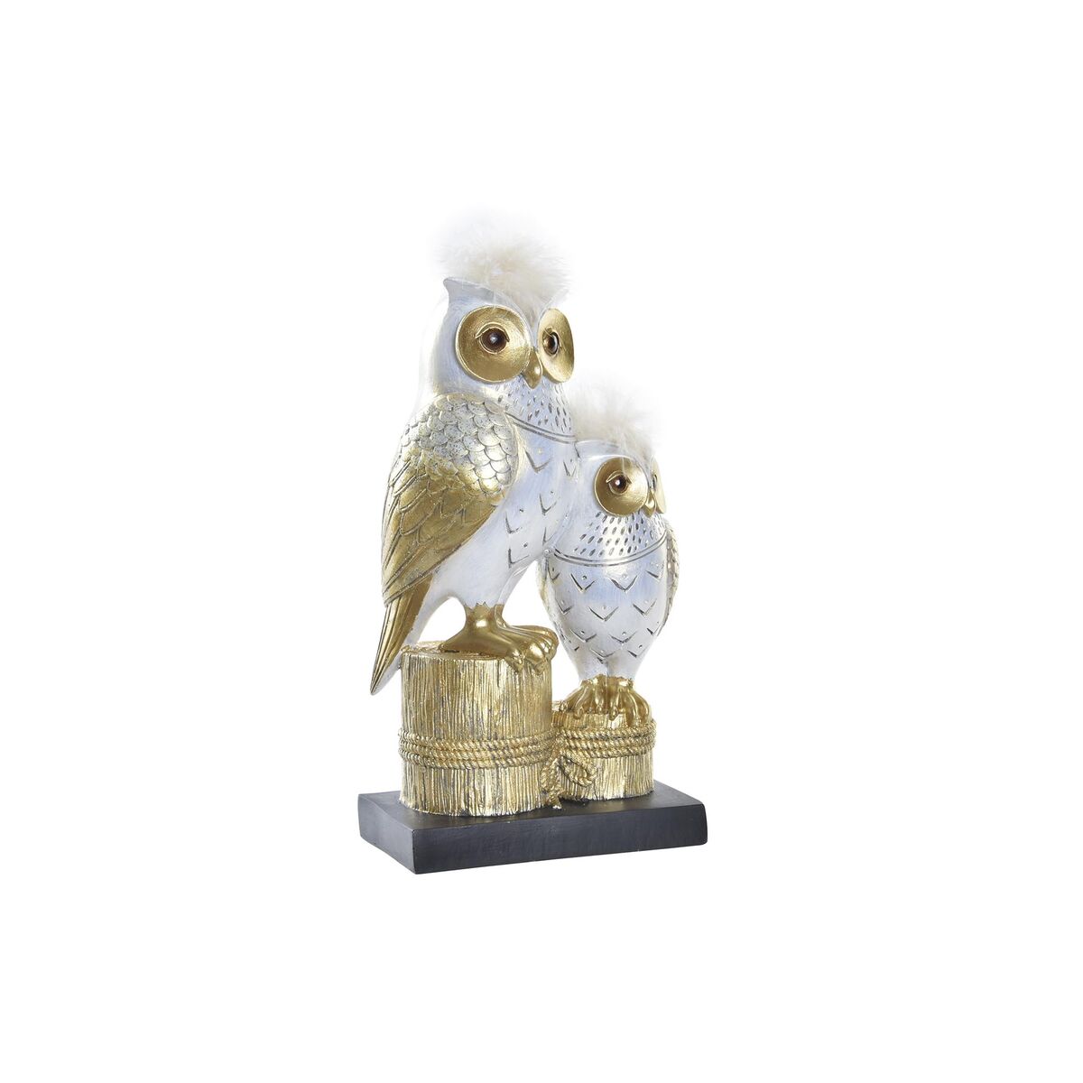 DKD Home Decor - Figura Decorativa DKD Home Decor 14,5 x 9 x 26 cm Coruja Dourado Branco