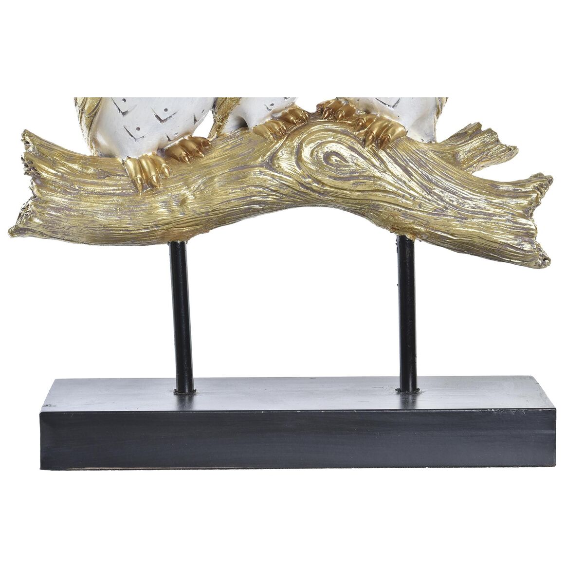 imagem de Figura Decorativa DKD Home Decor Tronco 24 x 9 x 26 cm Corujas Preto Dourado Branco3