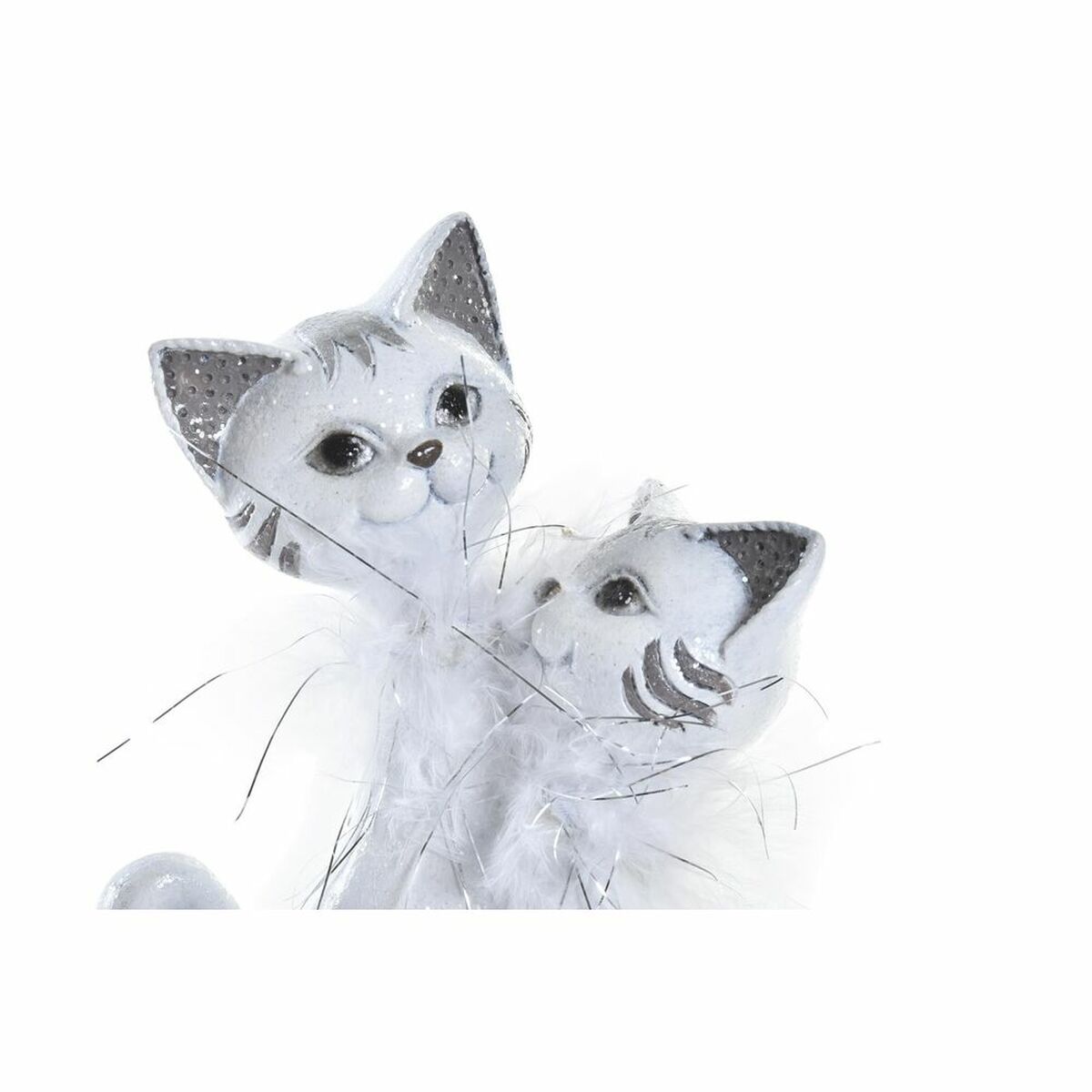 imagem de Figura Decorativa DKD Home Decor 15 x 10 x 29 cm Branco Gatos Romântico2