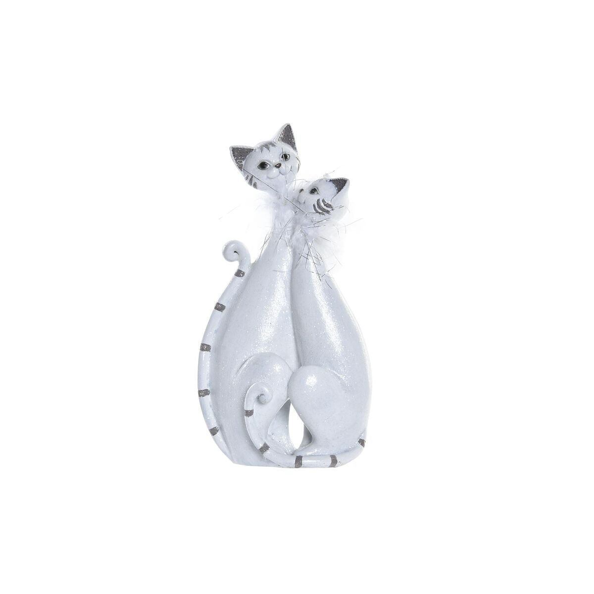 DKD Home Decor - Figura Decorativa DKD Home Decor 15 x 10 x 29 cm Branco Gatos Romântico