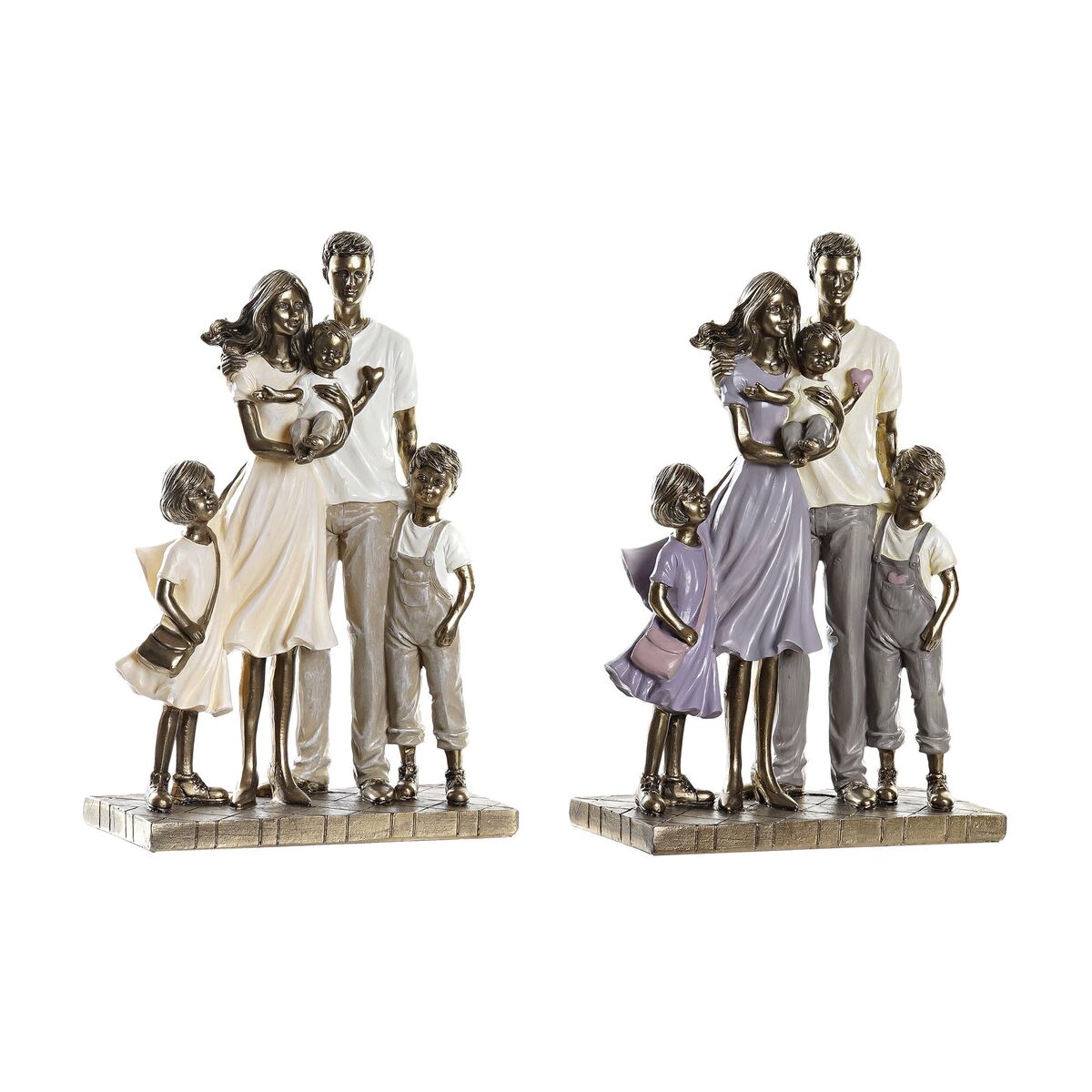 DKD Home Decor - Figura Decorativa DKD Home Decor 17,5 x 8,5 x 26 cm Dourado Família (2 Unidades)