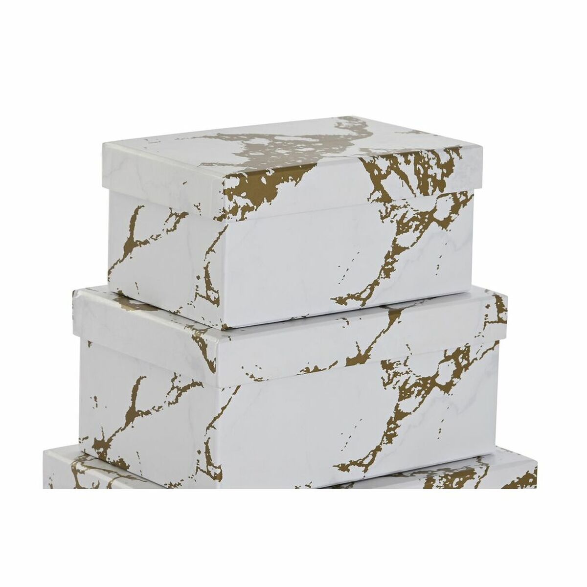 imagem de Conjunto de Caixas de Organização Empilháveis DKD Home Decor Dourado Branco Cartão (43,5 x 33,5 x 15,5 cm)3