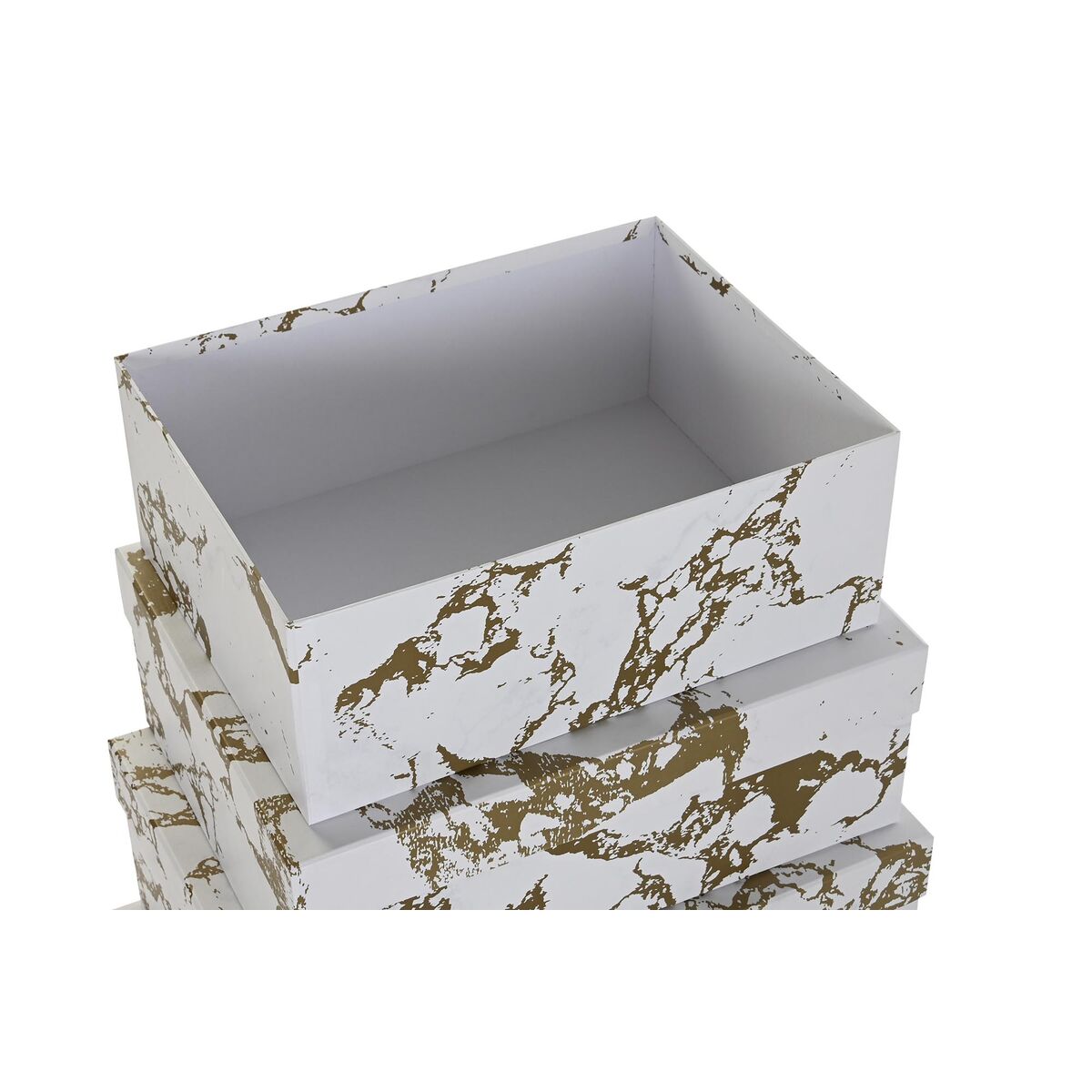 imagem de Conjunto de Caixas de Organização Empilháveis DKD Home Decor Dourado Branco Cartão (43,5 x 33,5 x 15,5 cm)2