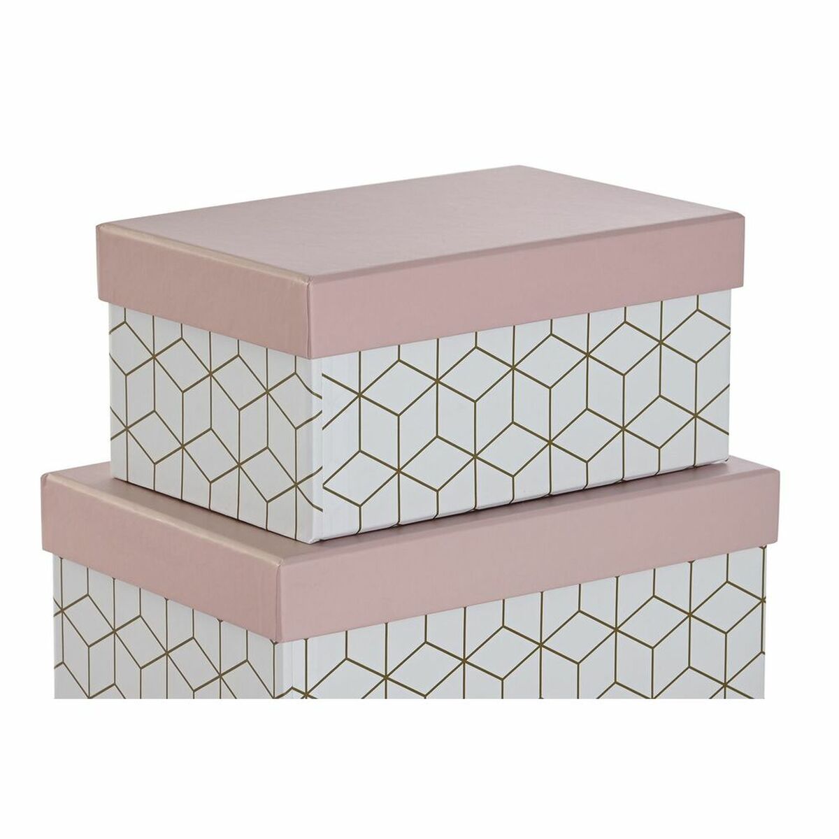 imagem de Conjunto de Caixas de Organização Empilháveis DKD Home Decor Dourado Branco Rosa Claro Cartão (43,5 x 33,5 x 15,5 cm)3