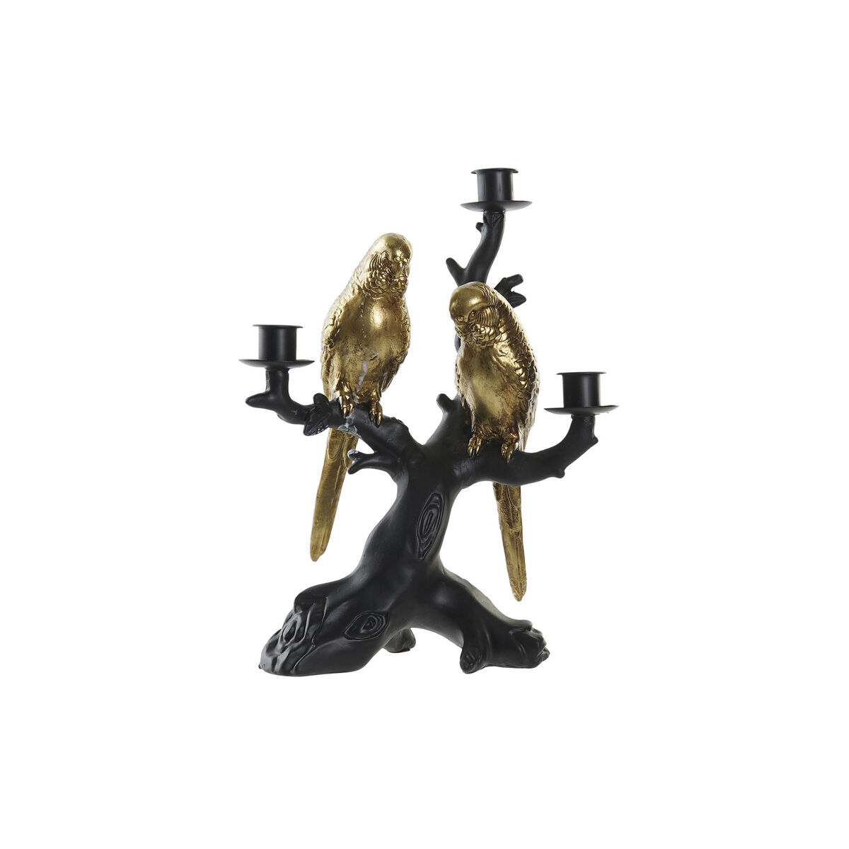 imagem de Candelabro DKD Home Decor Preto Dourado Resina Papagaio Tropical 22,5 x 13 x 29,5 cm2