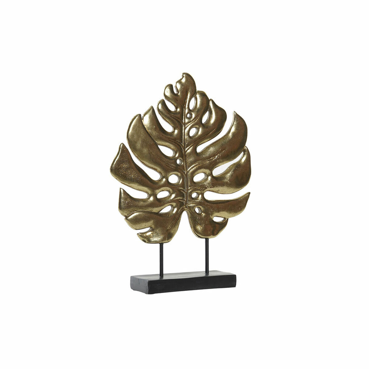 DKD Home Decor - Figura Decorativa DKD Home Decor 25,5 x 6 x 34 cm Preto Dourado Tropical Folha de planta