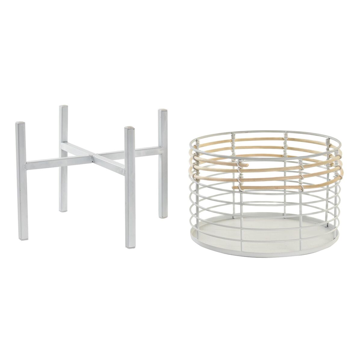 imagem de Conjunto de Vasos DKD Home Decor Natural Metal Branco Rotim (25 x 25 x 32 cm)3