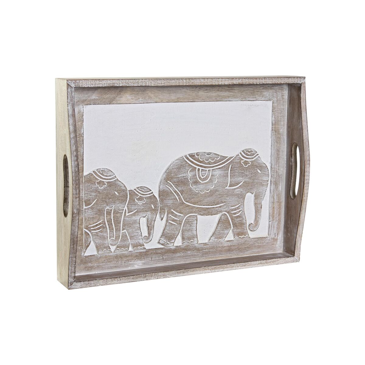 imagem de bandeja de aperitivos DKD Home Decor Lapidado 40,5 x 30,5 x 7 cm Elefante Castanho Índio2