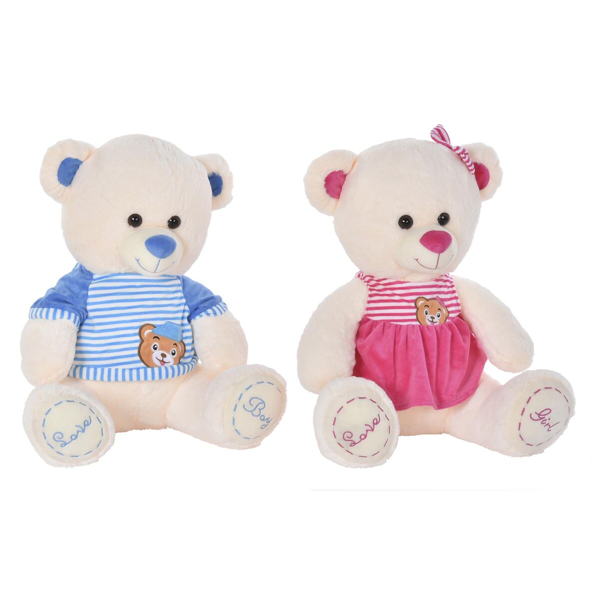 DKD Home Decor - Urso de Peluche DKD Home Decor Bege Azul Cor de Rosa Infantil Urso 25 x 25 x 50 cm (2 Unidades)