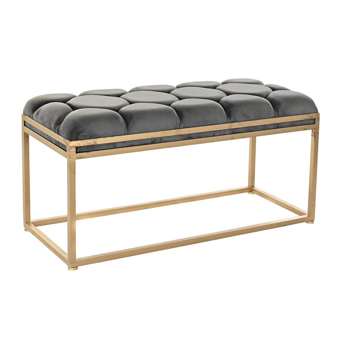 DKD Home Decor - Banqueta DKD Home Decor   Dourado Cinzento escuro Metal Plástico 100 x 40 x 50 cm