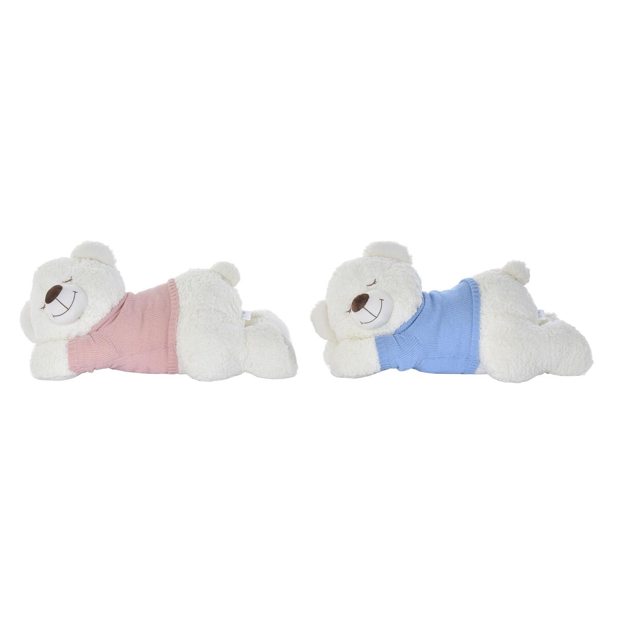 DKD Home Decor - Urso de Peluche DKD Home Decor 70 x 30 x 30 cm Azul Cor de Rosa Branco Infantil (2 Unidades)