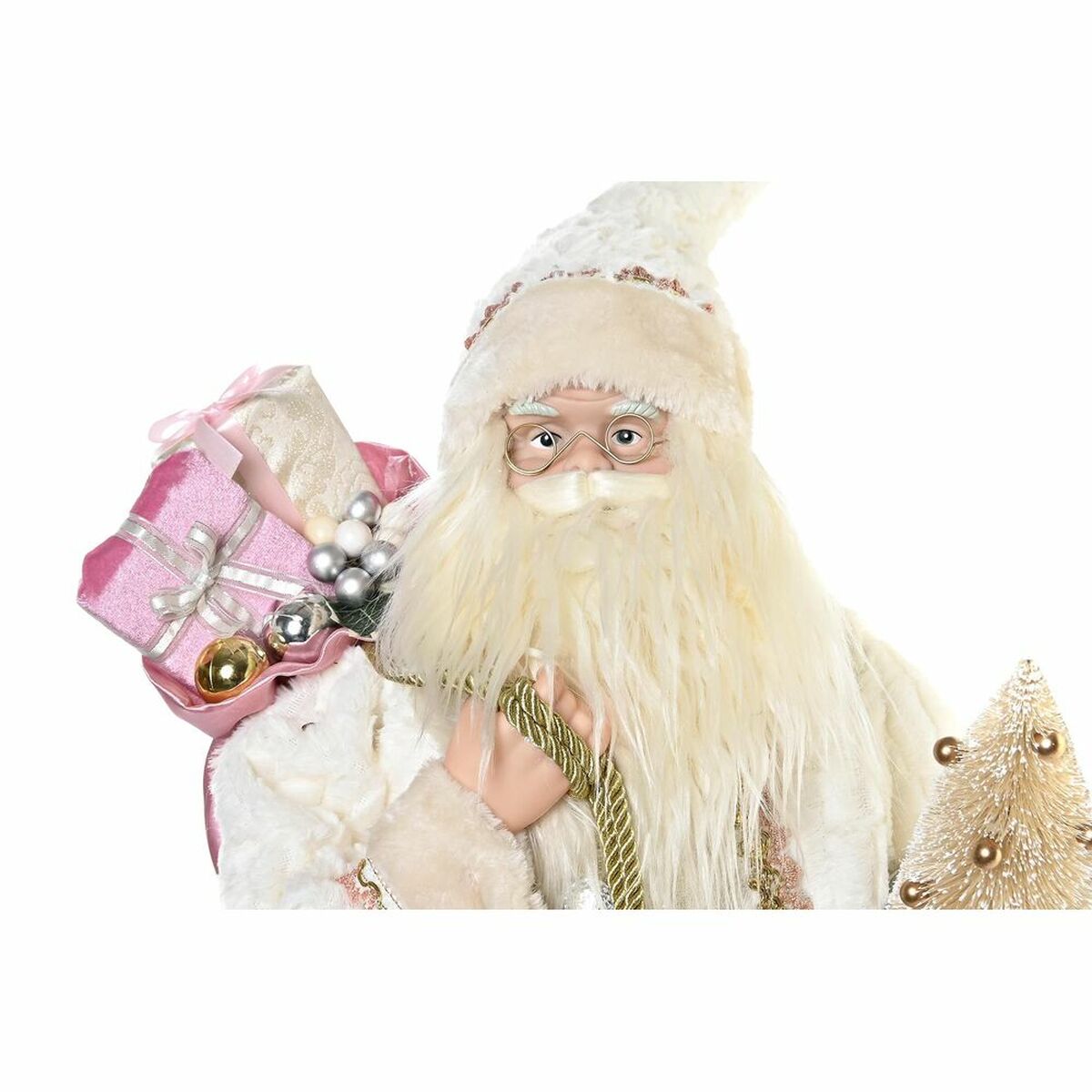 DKD Home Decor - Figura Decorativa DKD Home Decor Pai Natal Natal Cinzento Cor de Rosa PVC Madeira 32 x 20 x 60 cm