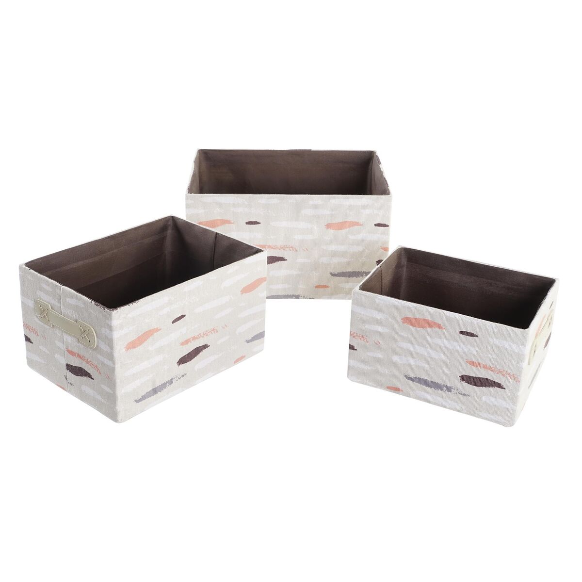 imagem de Conjunto de Cestas DKD Home Decor Castanho 32 x 24 x 18 cm Cinzento Laranja (3 Unidades)4