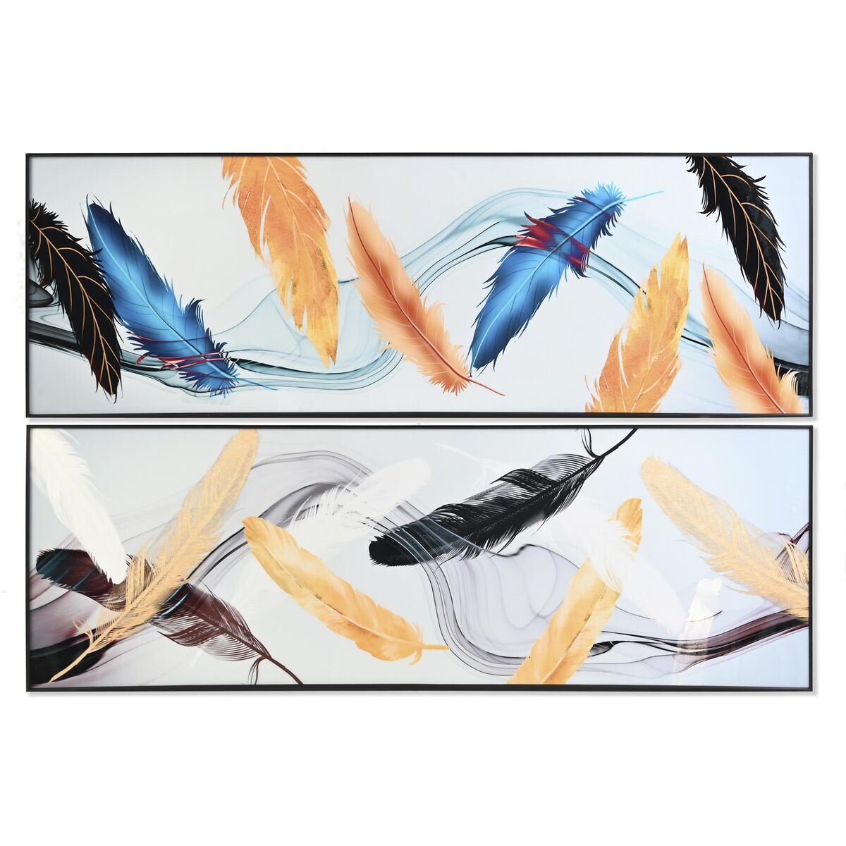 DKD Home Decor - Pintura DKD Home Decor Plumas 180 x 3 x 60 cm (2 Unidades)