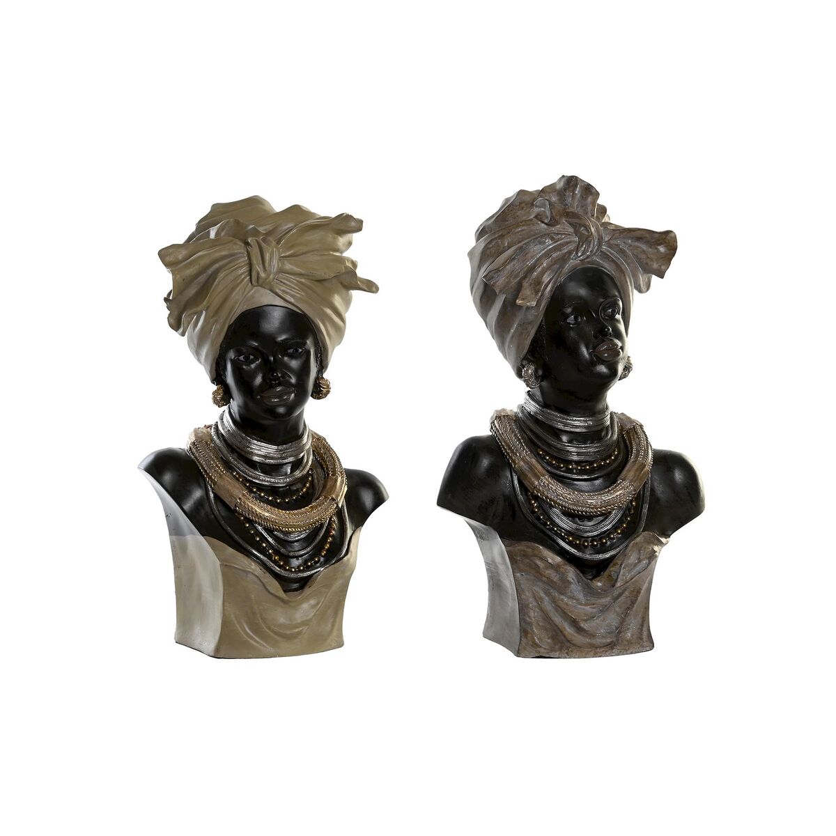 DKD Home Decor - Figura Decorativa DKD Home Decor Preto Bege Colonial Africana 22 x 15 x 37 cm (2 Unidades)