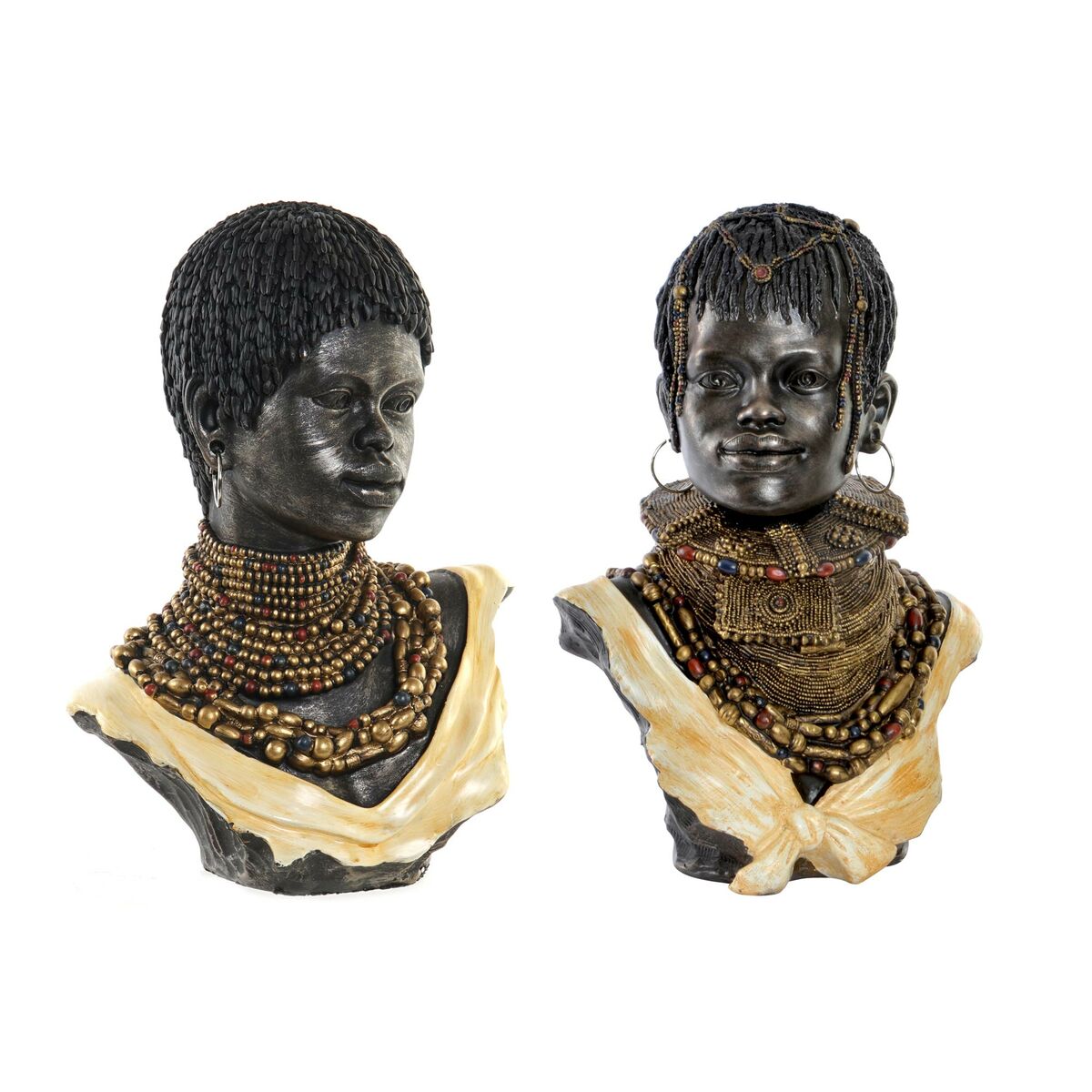 DKD Home Decor - Figura Decorativa DKD Home Decor Africana 26 x 20 x 42 cm Preto Bege Colonial (2 Unidades)