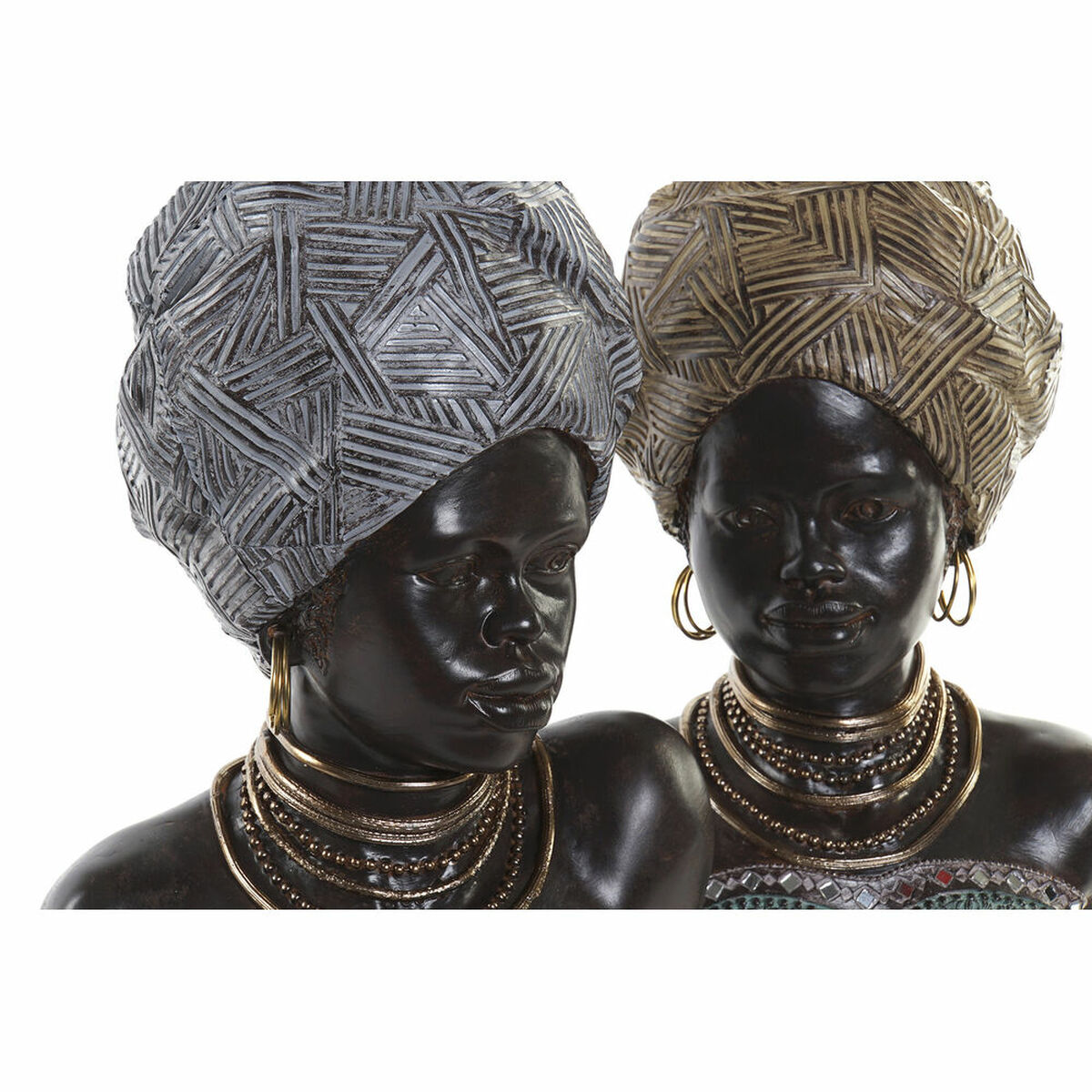 imagem de Figura Decorativa DKD Home Decor 24 x 18 x 36 cm Prateado Dourado Colonial Africana (2 Unidades)2