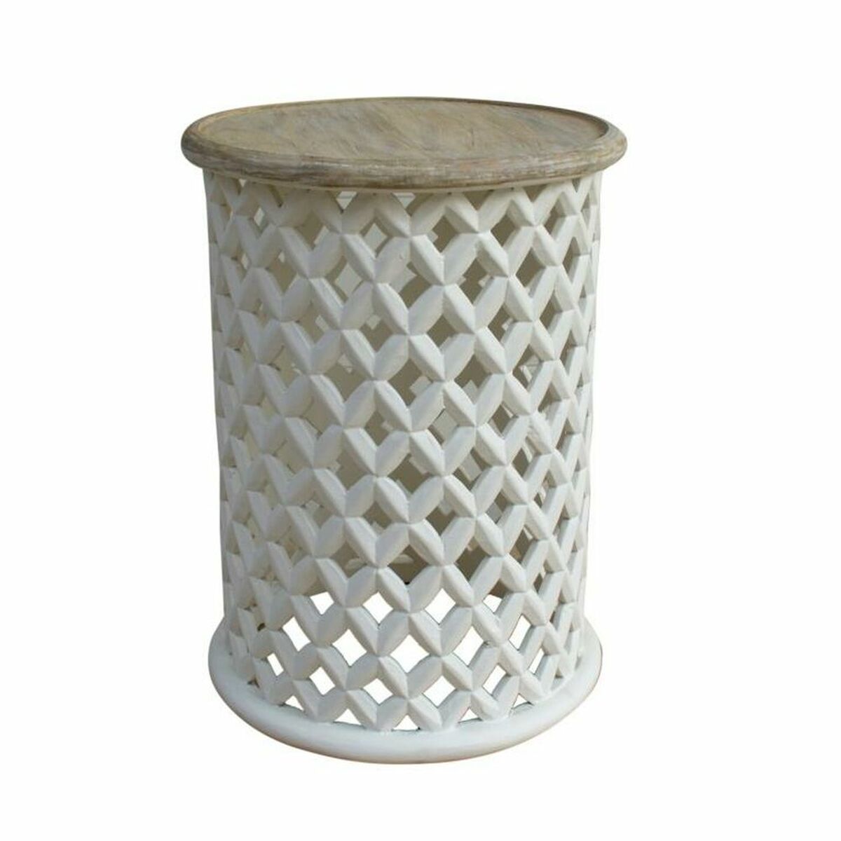 imagem de Mesa de apoio DKD Home Decor Branco Natural Madeira de mangueira 45 x 45 x 62 cm1