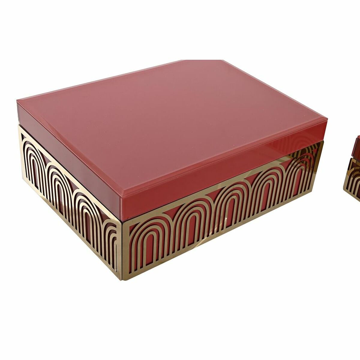 imagem de Guarda-Joias DKD Home Decor Metal Cristal Vermelho Dourado Madeira MDF 25 x 18 x 10 cm (2 Unidades)4