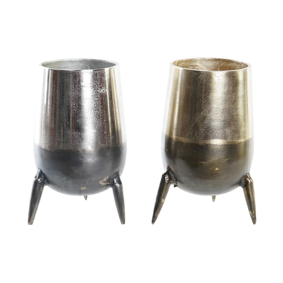 DKD Home Decor - Vaso DKD Home Decor 15,5 x 15,5 x 26 cm Prateado Dourado Alumínio Moderno (2 Unidades)