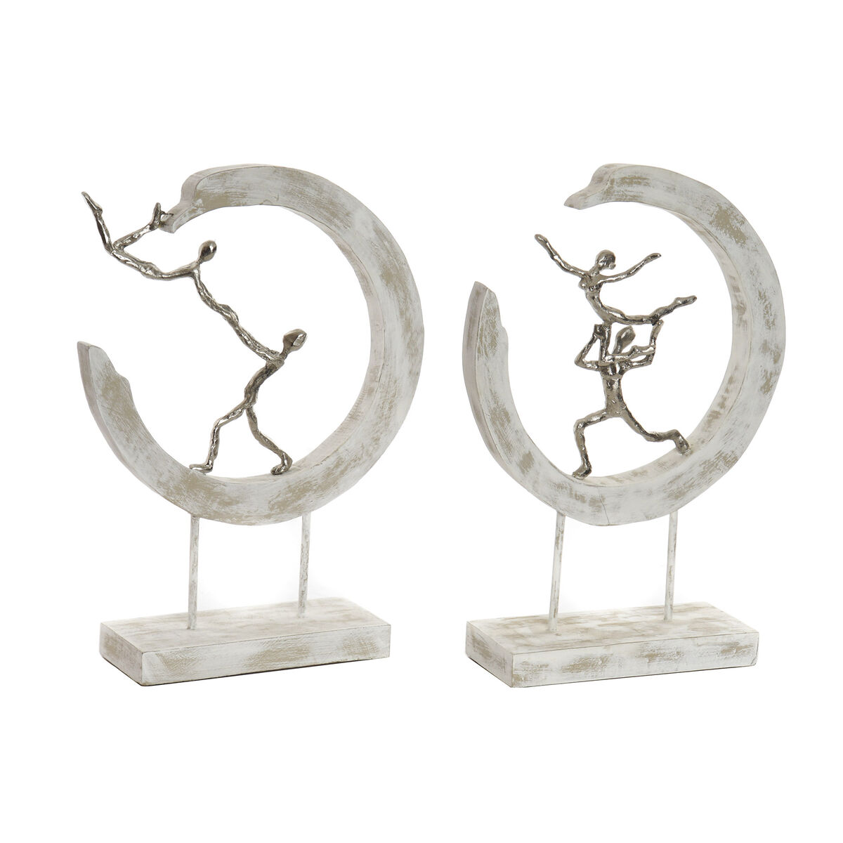 DKD Home Decor - Figura Decorativa DKD Home Decor 32,5 x 10 x 47 cm Prateado Branco Bailarina Ballet Moderno Decapé (2 Unidades)