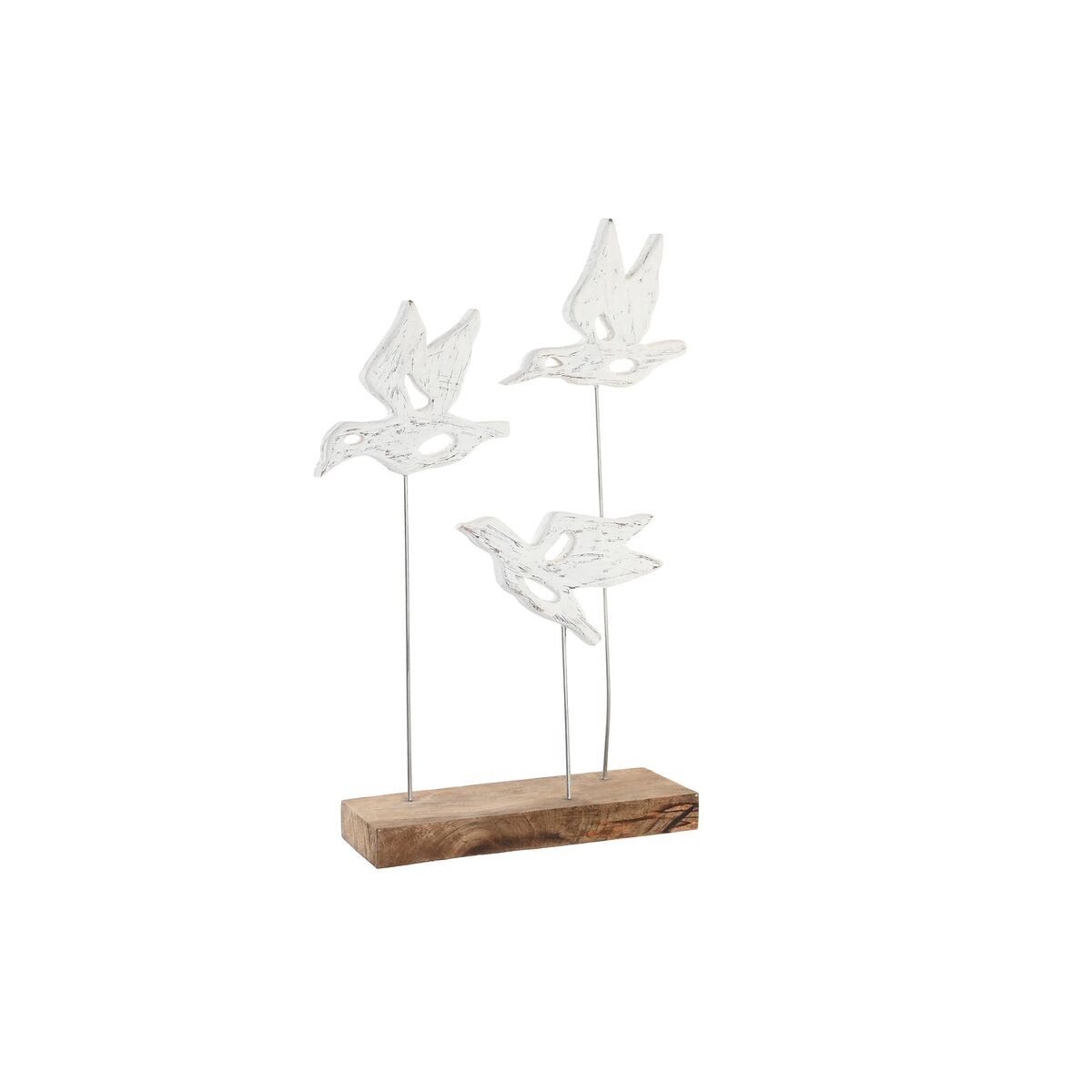 DKD Home Decor - Figura Decorativa DKD Home Decor Castanho Branco Ferro Madeira de mangueira Pássaros (32 x 10 x 51 cm)