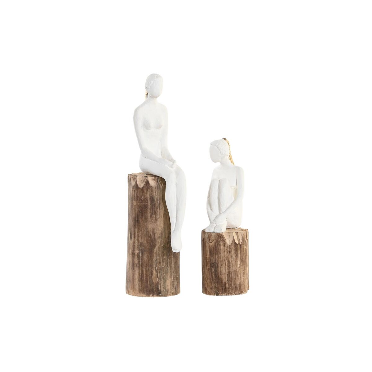 DKD Home Decor - Figura Decorativa DKD Home Decor Mulher Castanho Branco (2 Unidades)