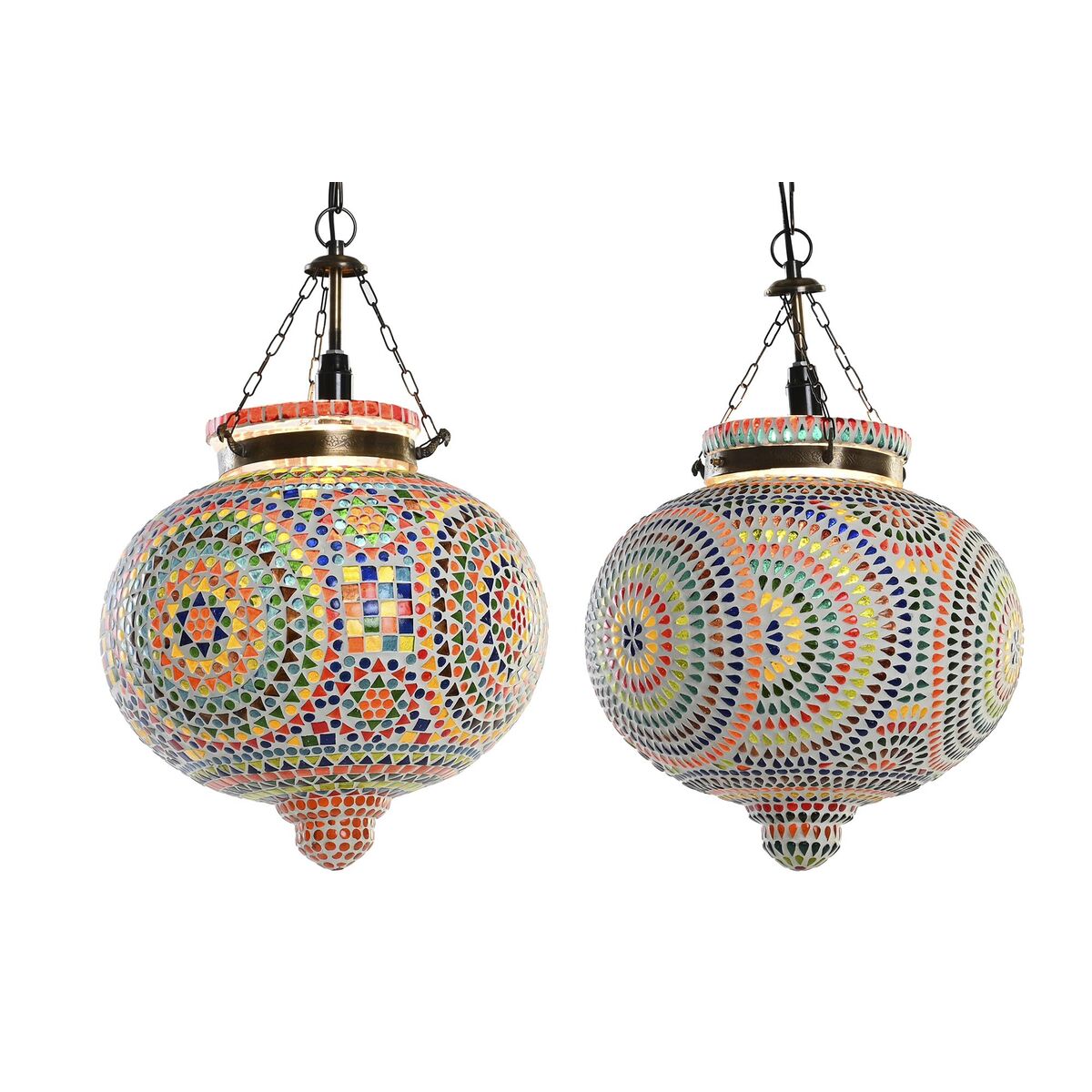 imagem de Candeeiro de teto DKD Home Decor Cristal Multicolor 25 W 29 x 29 x 29 cm (2 Unidades)1