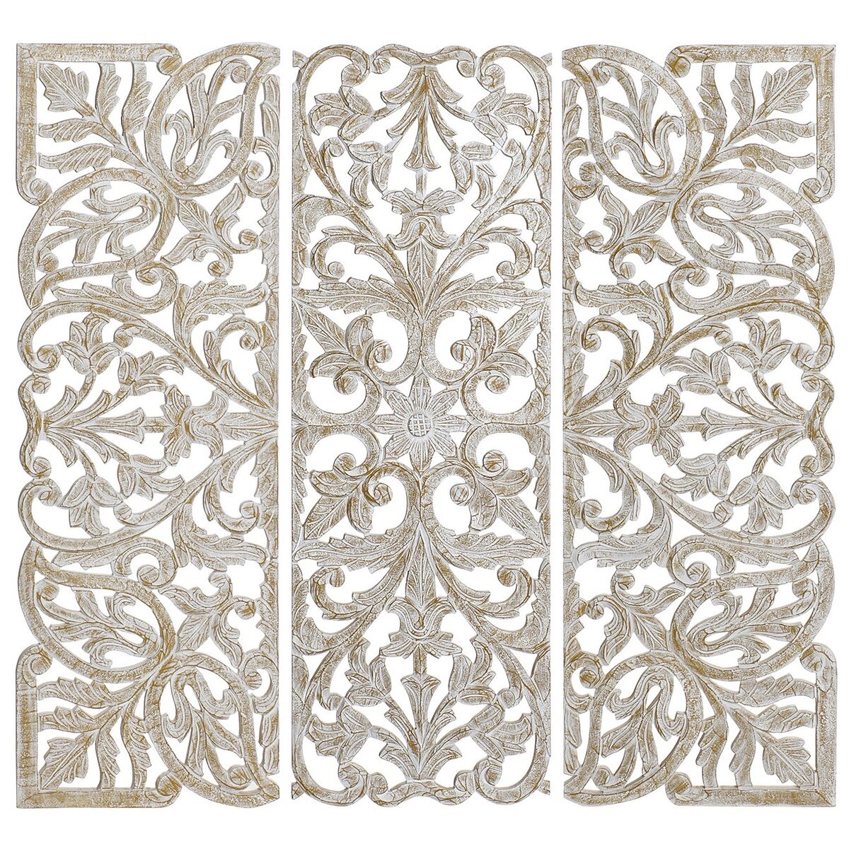 DKD Home Decor - Decoração de Parede DKD Home Decor Dourado Branco Ferro Romântico Madeira MDF (40 x 2 x 120 cm)