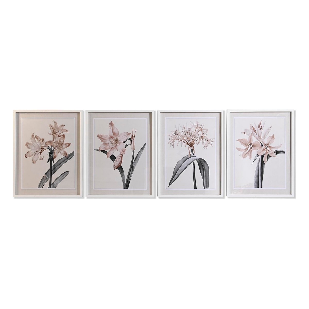 DKD Home Decor - Pintura DKD Home Decor Cristal Bétula 55 x 70 x 2,5 cm 55 x 2,5 x 70 cm Bloemen (4 Peças)