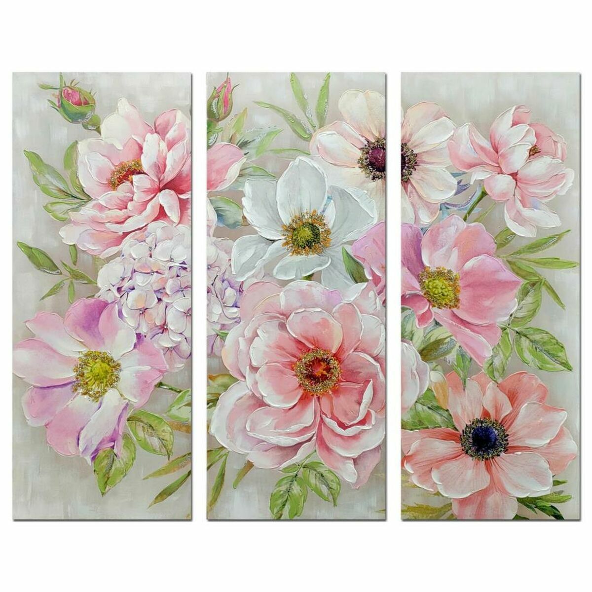 DKD Home Decor - Pintura DKD Home Decor Bloemen 60 x 3 x 150 cm Shabby Chic (3 Peças)