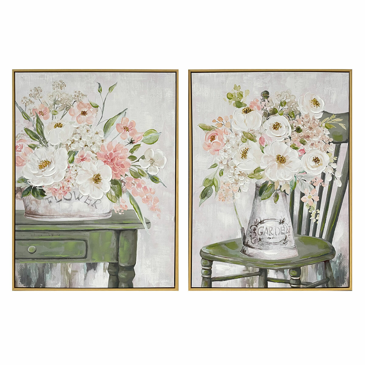 DKD Home Decor - Pintura DKD Home Decor Shabby Chic Vaso 60 x 3,5 x 80 cm (2 Unidades)