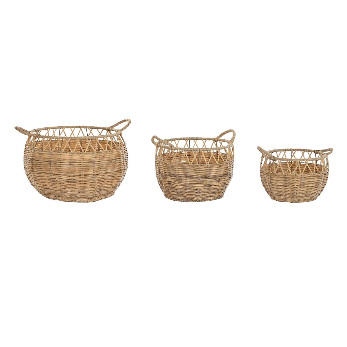 DKD Home Decor - Conjunto de Cestas DKD Home Decor Natural Metal PE (38 x 38 x 27 cm)