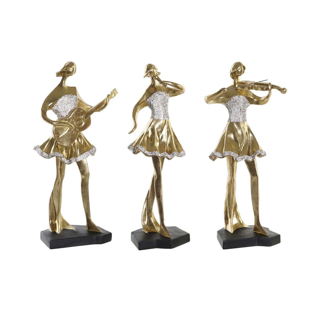 DKD Home Decor - Figura Decorativa DKD Home Decor Música 20 x 12 x 41,5 cm Bailarina Dourado Romântico (3 Unidades)