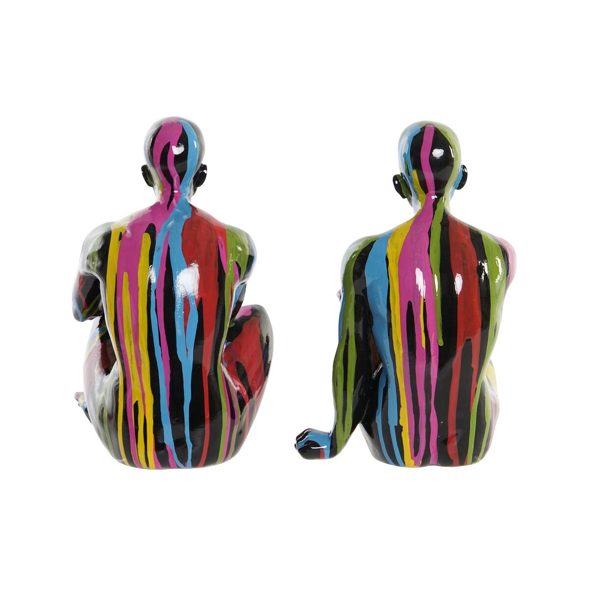 imagem de Figura Decorativa DKD Home Decor 25,5 x 14 x 21,5 cm Preto Multicolor (2 Unidades)4