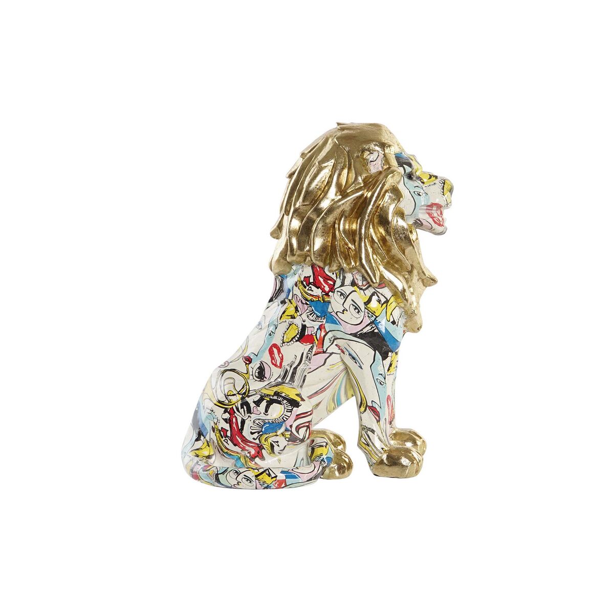 DKD Home Decor - Figura Decorativa DKD Home Decor Dourado Leão Resina Multicolor Moderno (21 x 14,5 x 27 cm) (15 x 21 x 27 cm)