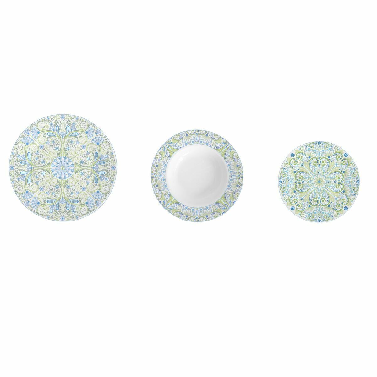 DKD Home Decor - Conjunto de Louça DKD Home Decor Azul Verde Azuis / Verdes Porcelana Árabe 18 Peças