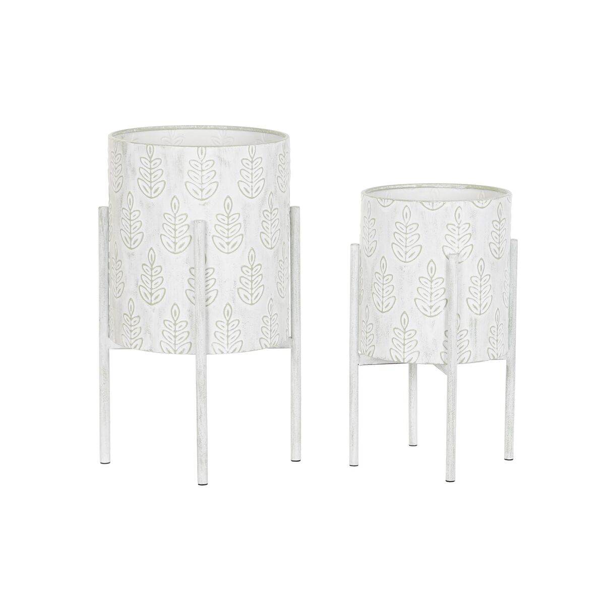 DKD Home Decor - Conjunto de vasos DKD Home Decor Metal Branco Shabby Chic (31 x 31 x 58 cm)