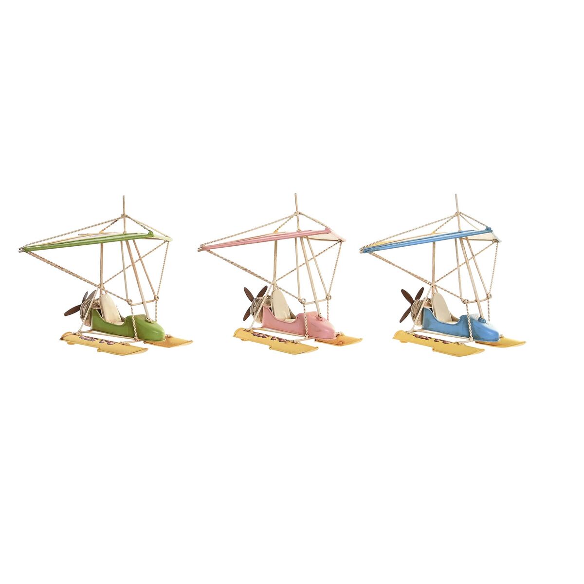 DKD Home Decor - Figura Decorativa DKD Home Decor 32,5 x 20,5 x 24 cm Azul Cor de Rosa Verde Vintage (3 Peças)