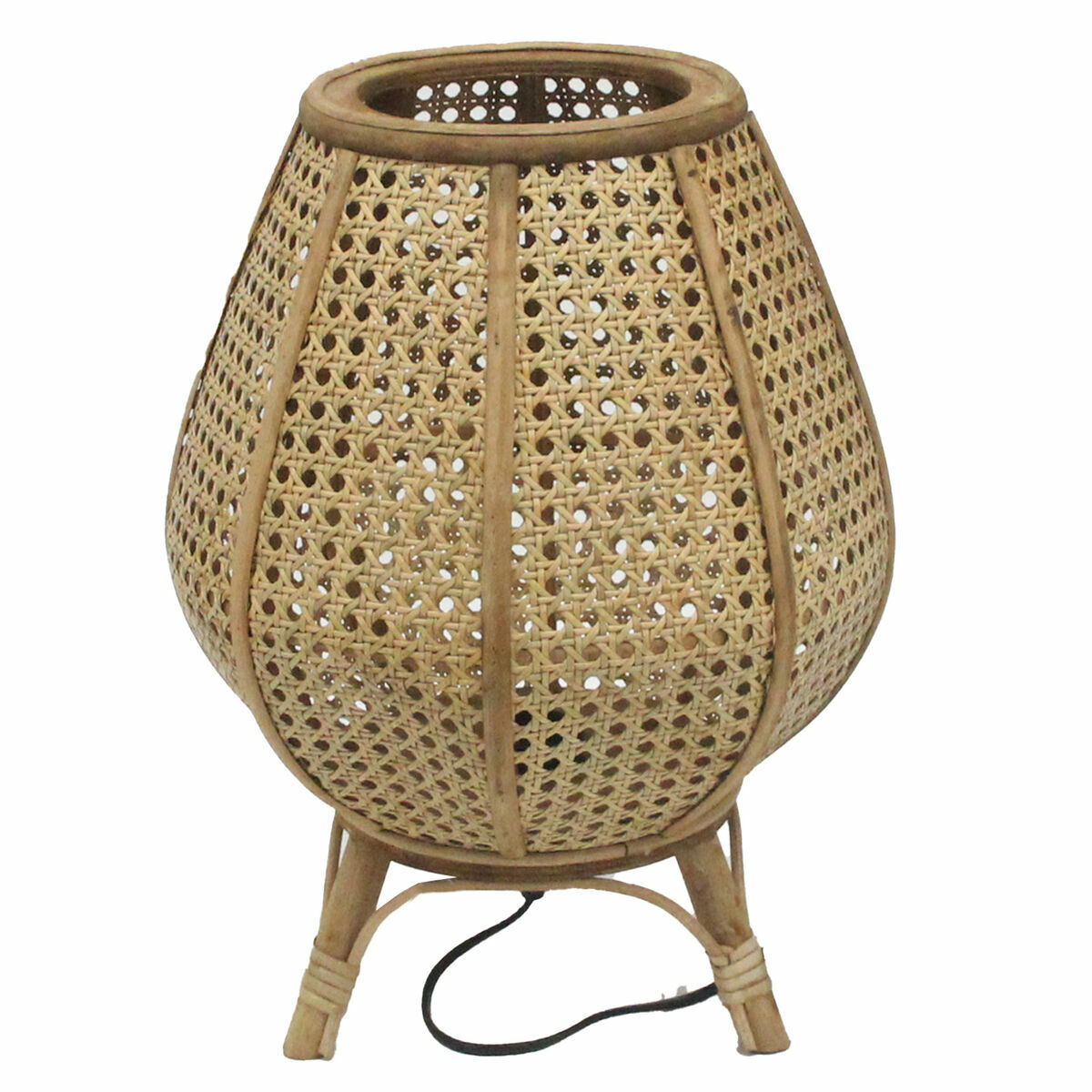 DKD Home Decor - Lâmpada de mesa DKD Home Decor Castanho Rotim 50 W (29 x 29 x 40 cm)