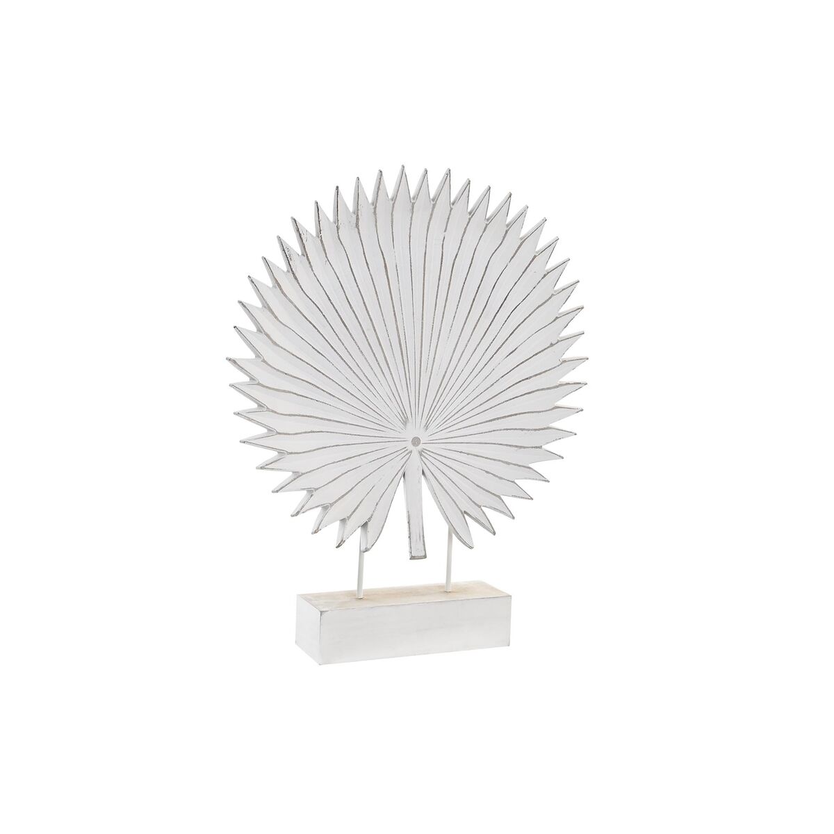 imagem de Figura Decorativa DKD Home Decor 36 x 7 x 46 cm Branco Tropical Folha de planta1